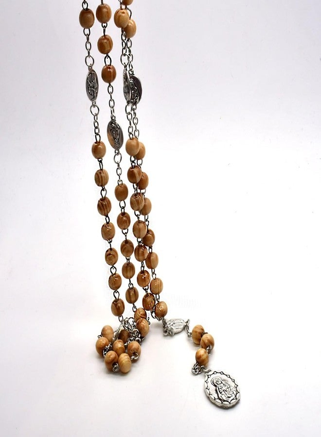 CACALOSS Seven Sorrows of Mary Rosary Chaplet Bitter Rosary Necklace Coffee Colored Wood Beads With A Cross Beads (Wood color) - Image 4